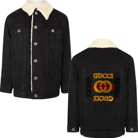 jean jacket with sherpa collar gucci|Gucci Denim Jackets for Women .